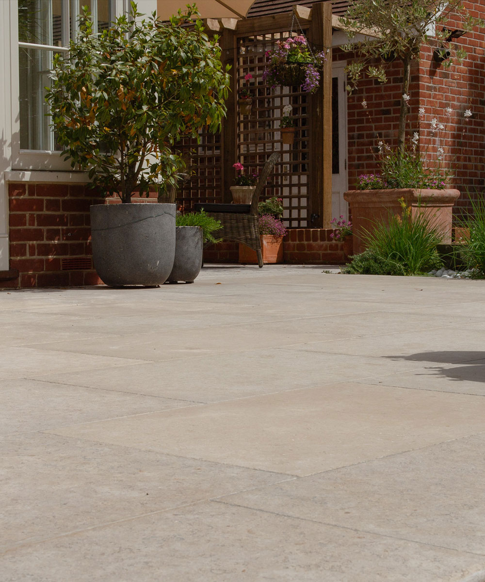 Lymington Beige Egyptian Limestone Paving Slabs