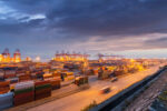 Shipping Container Port at Night