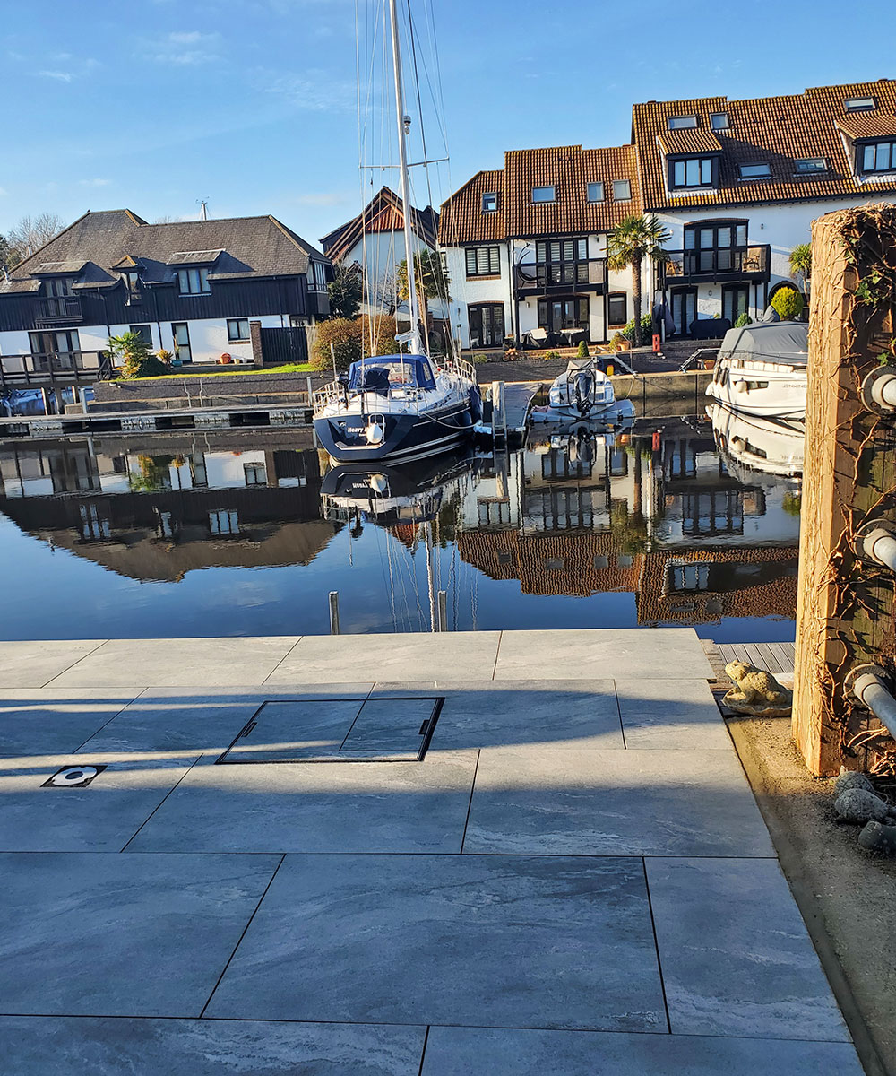 Cadnam Grey Porcelain Paving Hythe Marina New Forest