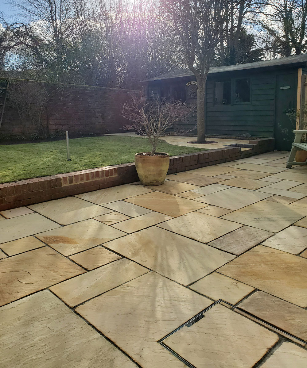 Hale Beige Tumbled Sandstone Paving Salisbury