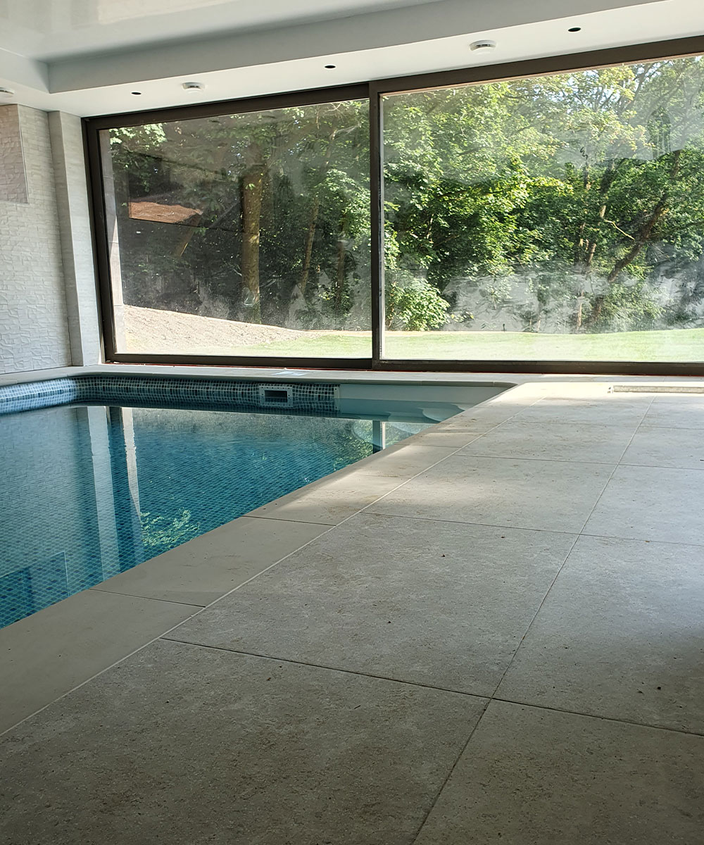 Bramshaw Ash Tumbled Edge Porcelain Tile Warm Grey Tones