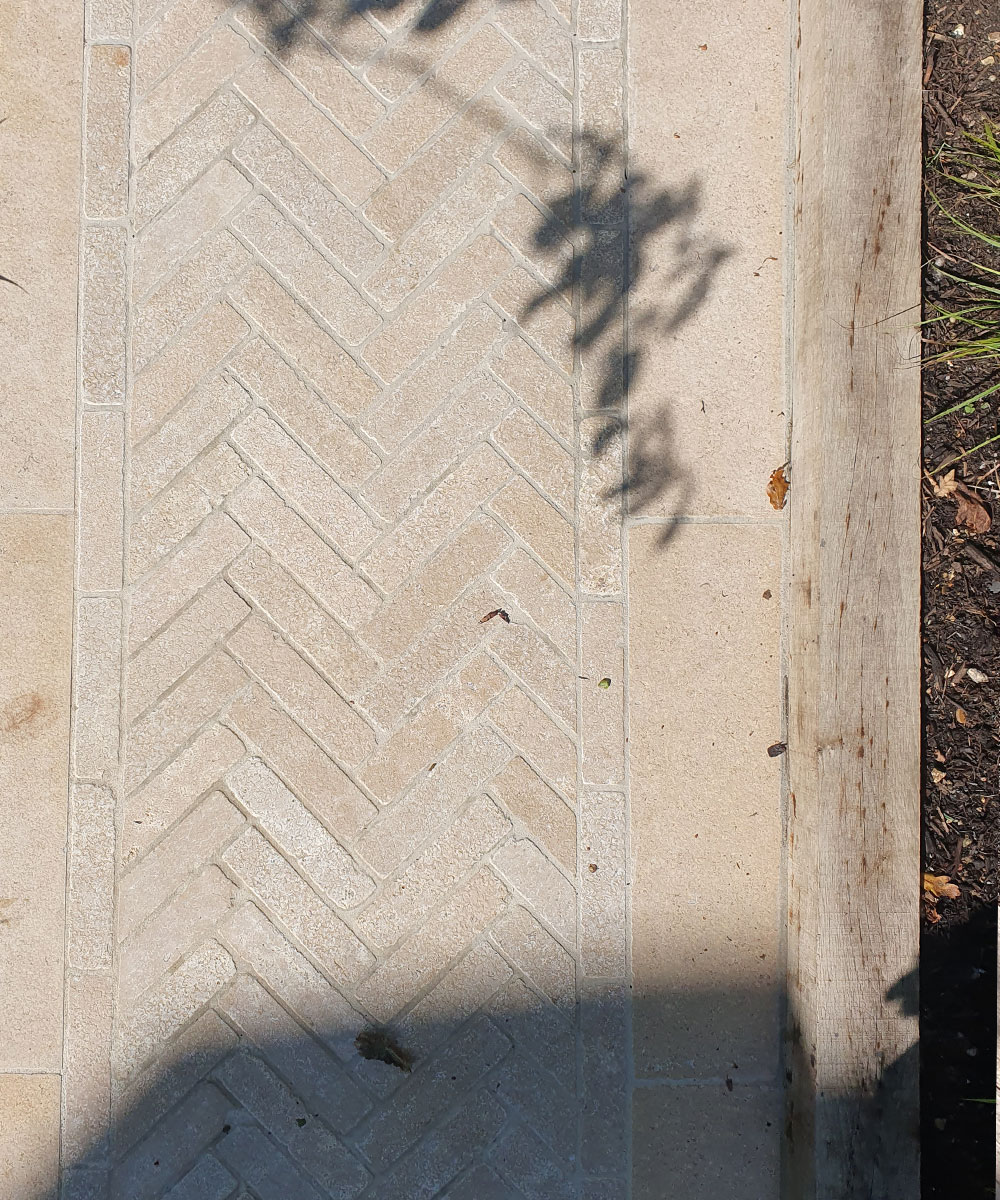 Lymington-Dune-Herringbone-Paver-Path-Southampton-Limestone