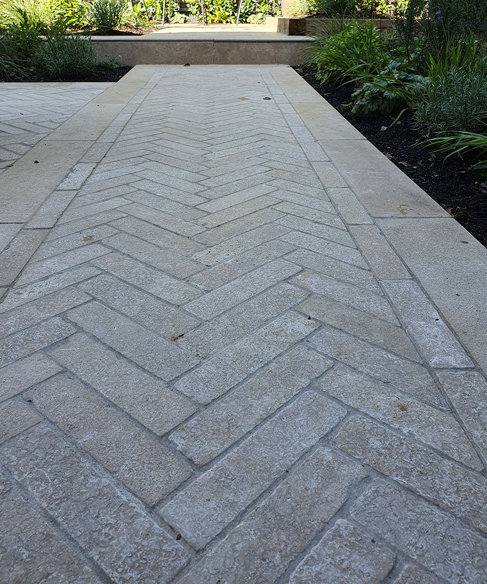 Lymington-Dune-Herringbone-Paver-Path-Southampton-Limestone