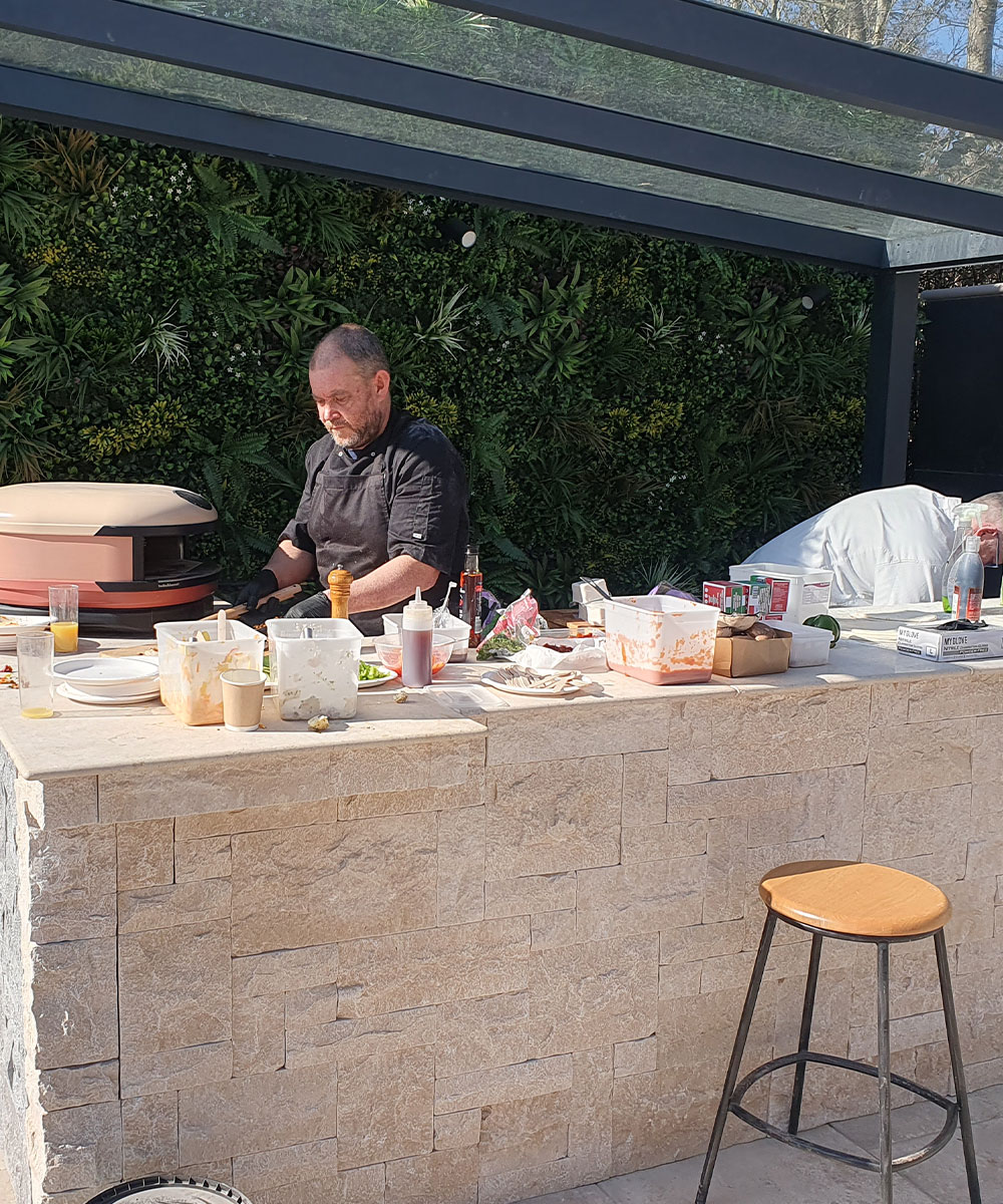 Lymington-Beige-Coach-House-Cladding-Outdoor-Kitchen -Hampshire