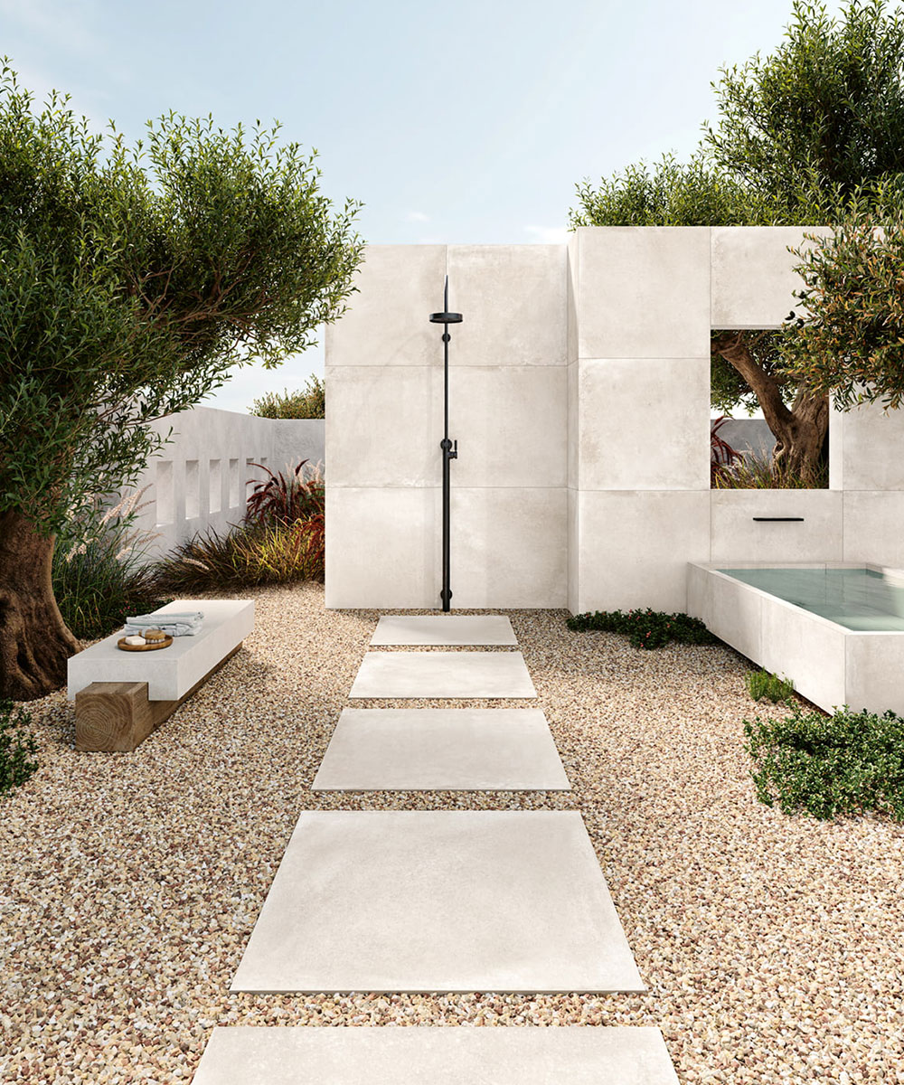 Milkham White 80x80 Porcelain Paving Outdoor Tile