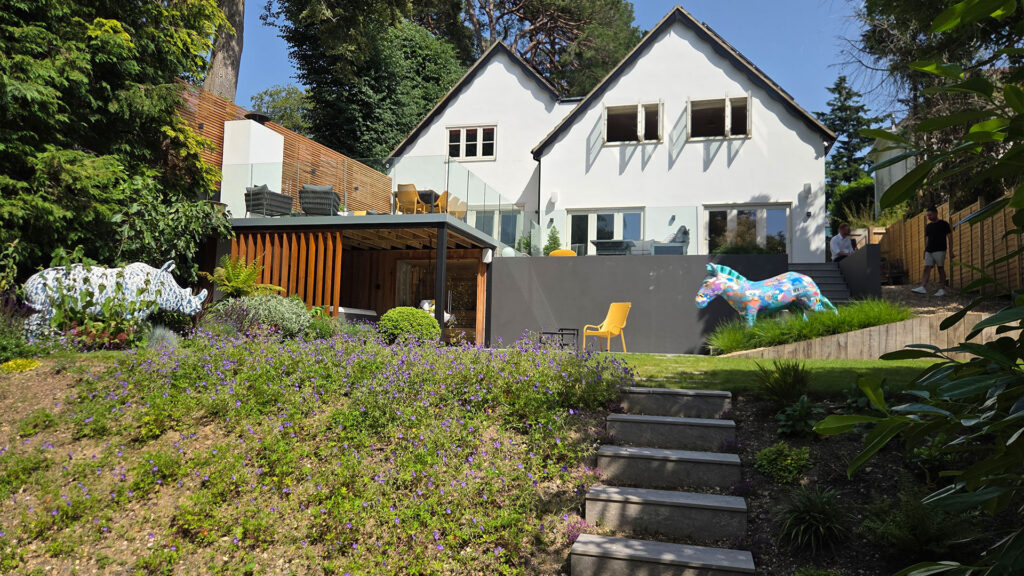 Ashurst Grey Porcelain Tiles Multi Tiered Sloped Garden Southampton