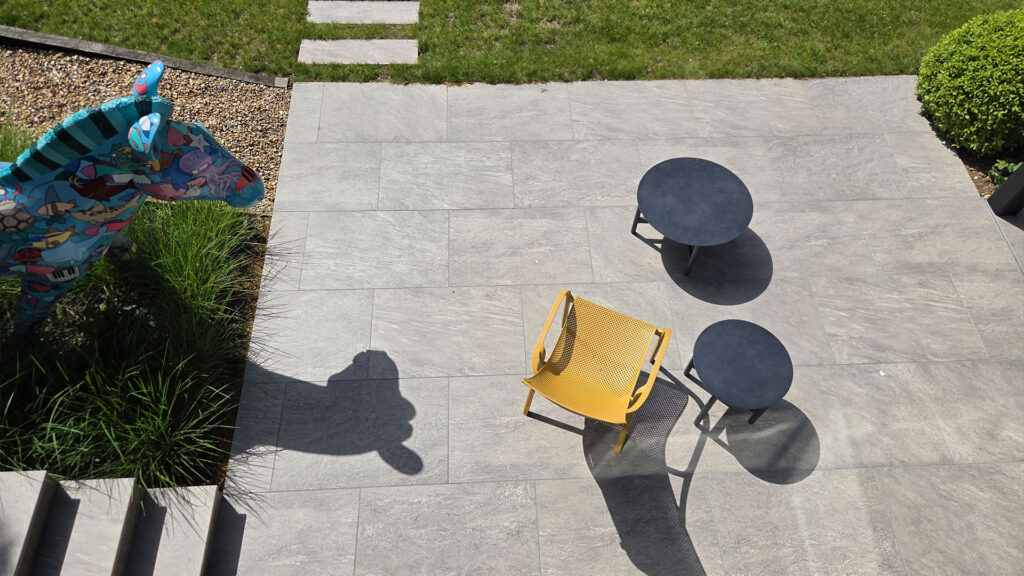 Ashurst Grey Porcelain Tiles Multi Tiered Sloped Garden Southampton