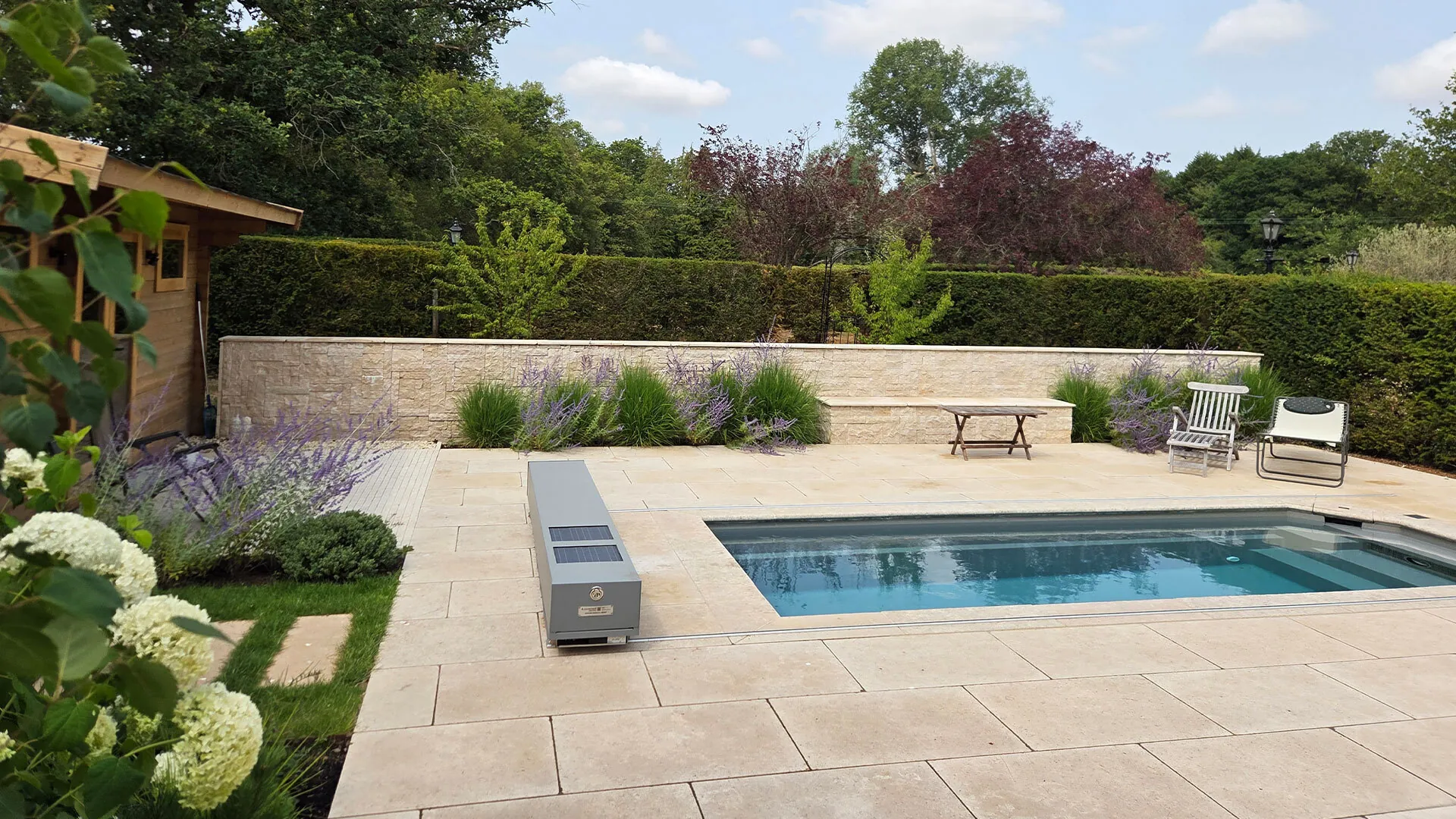 Lymington Dune limestone swimming pool surround in Hampshire